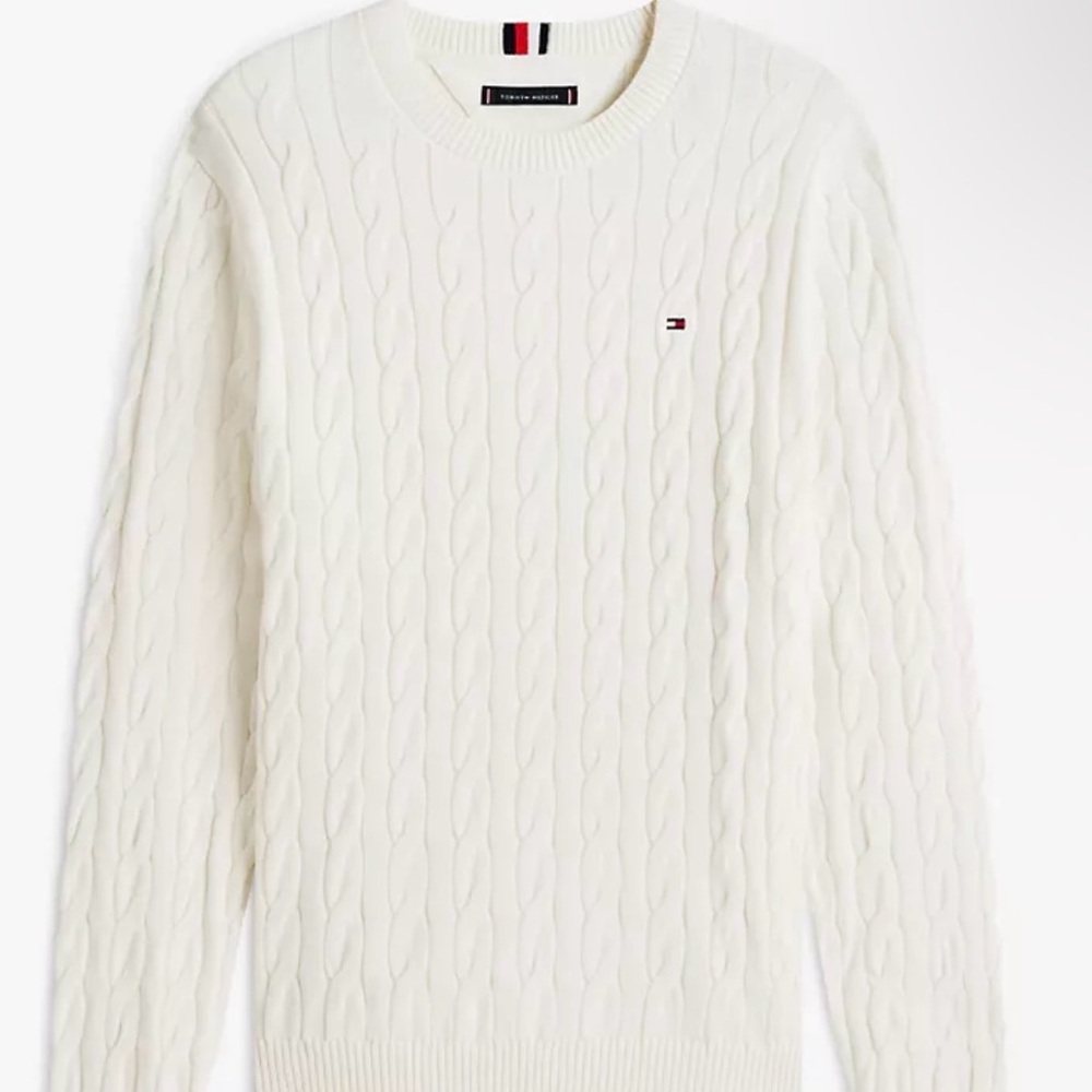 Tommy Hilfiger Men's Ivory Cable Knit Sweater